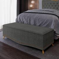 Calçadeira Baú King 195cm Com Tachas Imperial J02 Linho Grafite - Mpozenato - 2