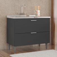 Balcão De Cozinha Com Pia Inox 100cm Pérola Z34 Preto - Mpozenato - 2