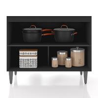 Balcão De Cozinha Com Pia Inox 100cm Pérola Z34 Preto - Mpozenato - 5