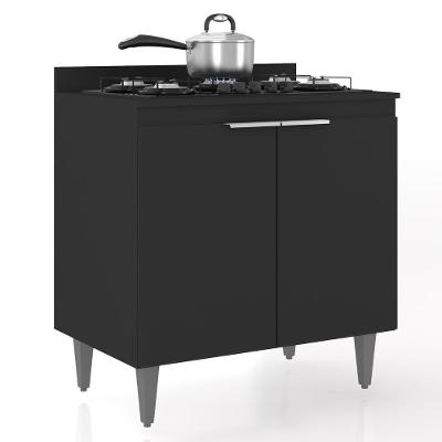 Balcão De Cozinha Para Cooktop 80cm Pérola Z34 Preto - Mpozenato