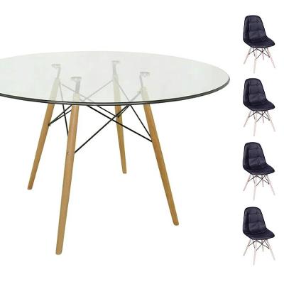Conjunto Mesa Eames 90cm + 4 Cadeiras Eames Preta