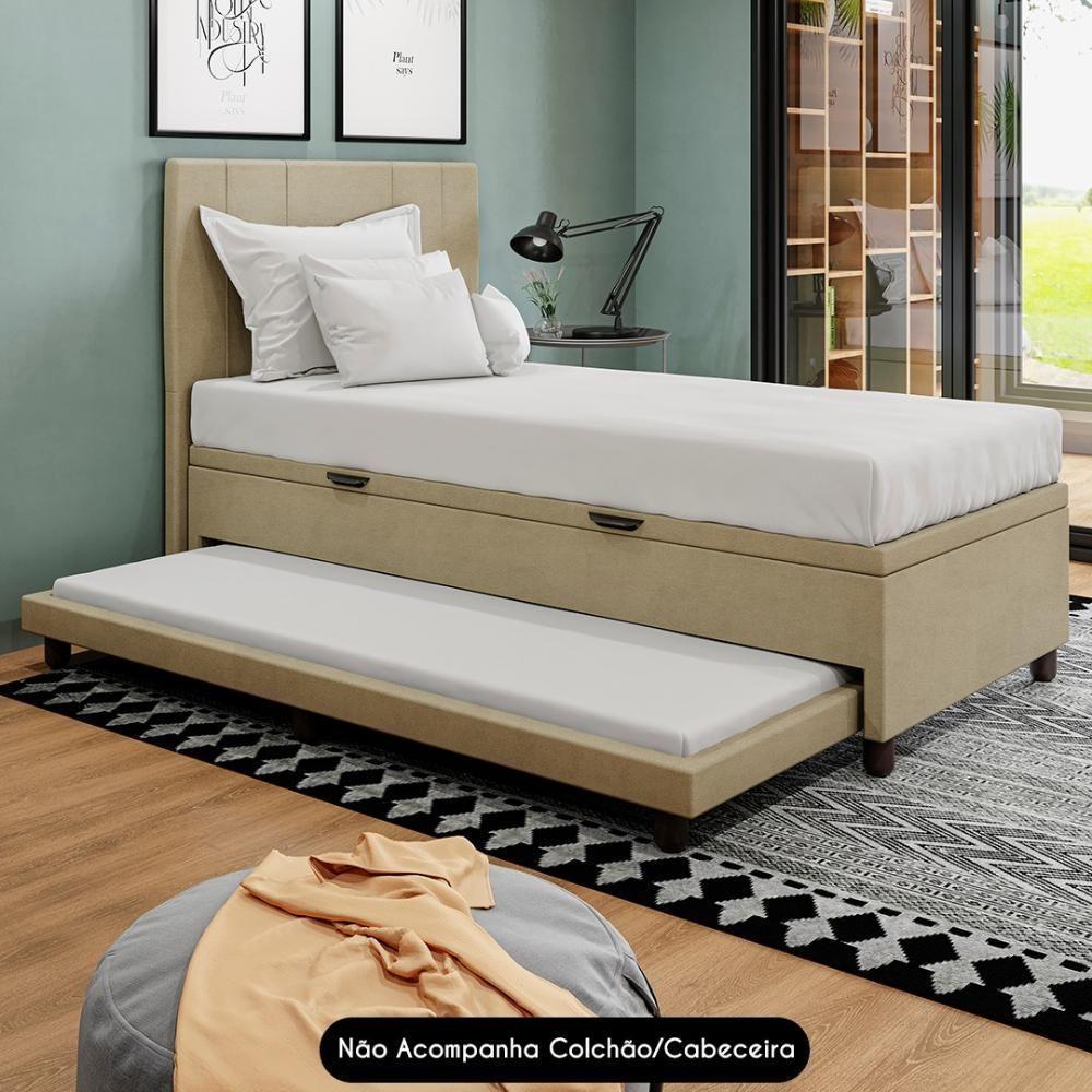 Bicama Box Baú Solteirão 96x188 Cm Samy S05 Veludo Bege - Mpozenato - 7