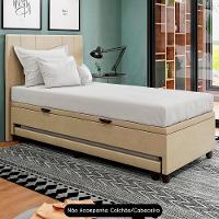 Bicama Box Baú Solteirão 96x188 Cm Samy S05 Veludo Bege - Mpozenato - 2