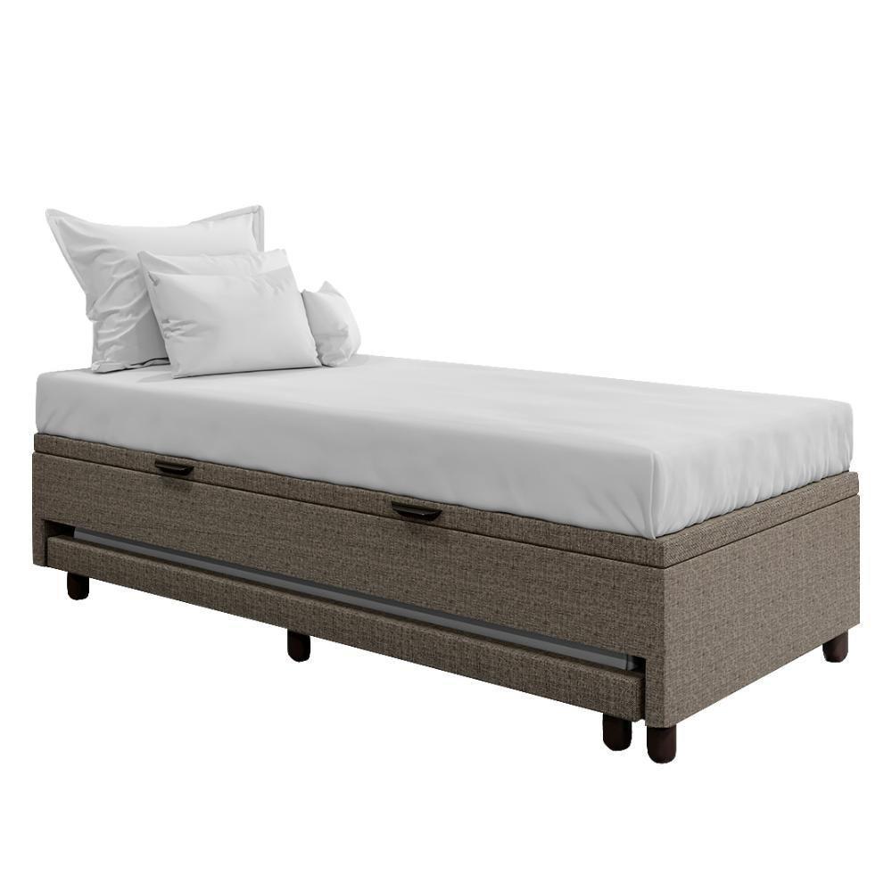 Bicama Box Baú Solteirão 96x188 Cm Samy S05 Linho Marrom - Mpozenato - 1