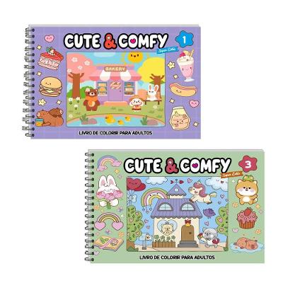 Kit 2 Livro De Colorir Cute & Comfy 01 Lilás E 03 Verde