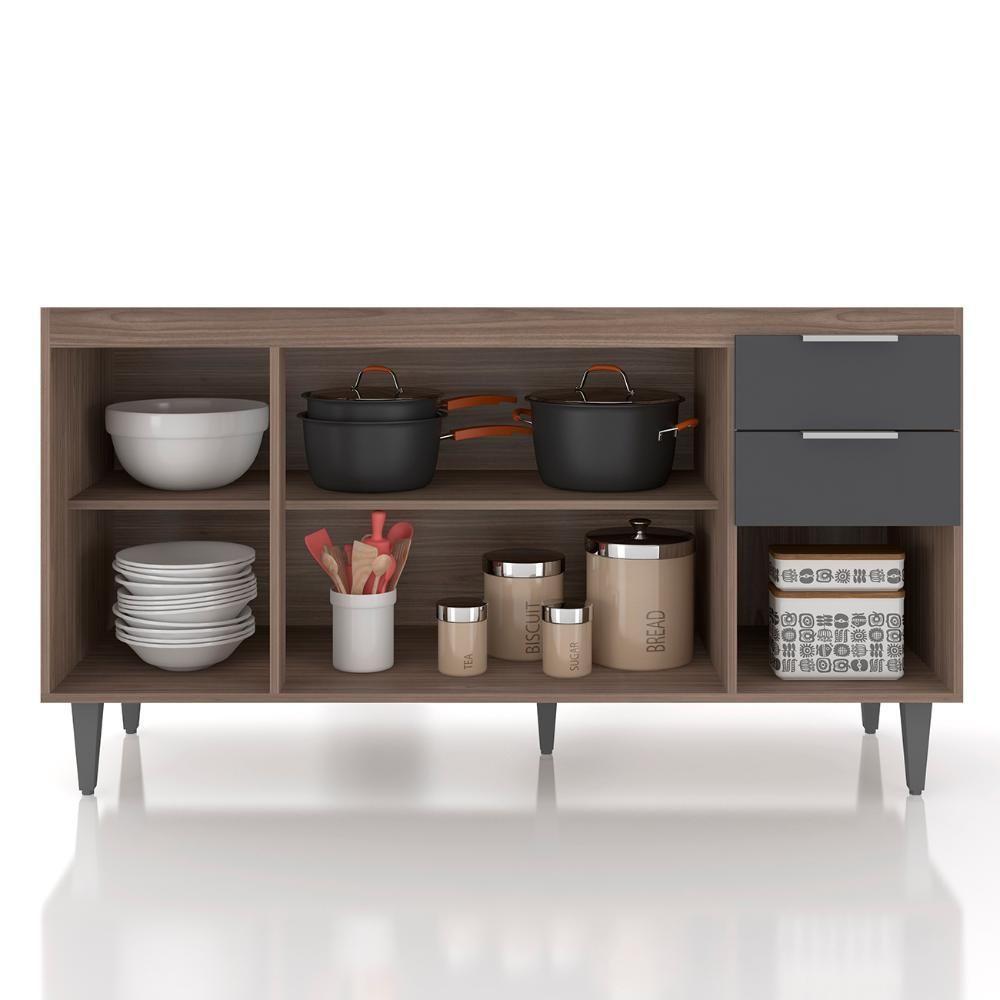 Balcão De Cozinha Com Pia Inox 150cm Pérola Z34 Freijó/grafite - Mpozenato - 5