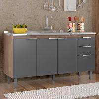 Balcão De Cozinha Com Pia Inox 150cm Pérola Z34 Freijó/grafite - Mpozenato - 2