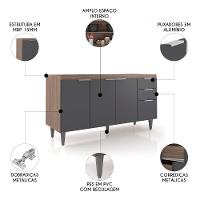 Balcão De Cozinha Com Pia Inox 150cm Pérola Z34 Freijó/grafite - Mpozenato - 3