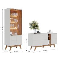 Balcão Buffet Com Cristaleira Rebeca C05 Off White/freijó - Mpozenato