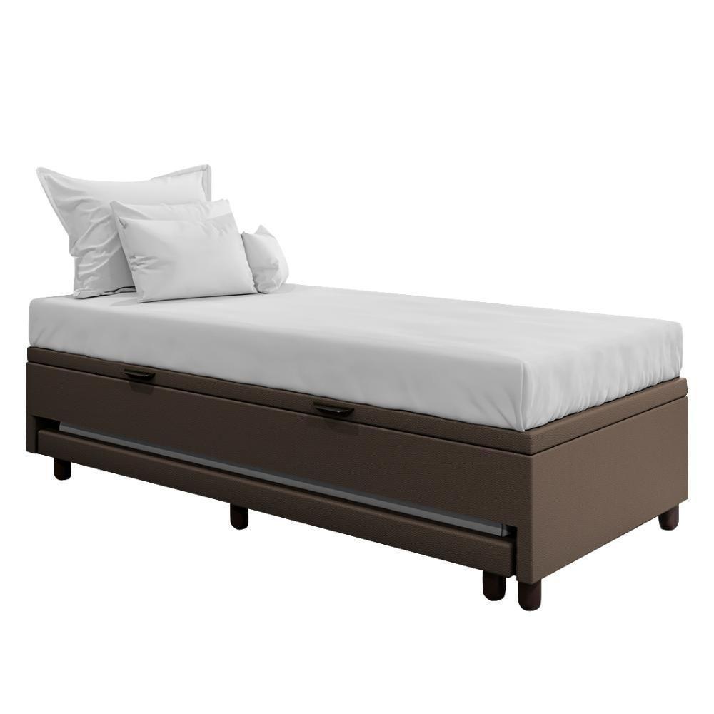 Bicama Box Baú Solteirão 96x188cm Samy S05 Sintético Marrom - Mpozenato - 1