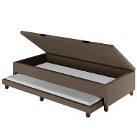 Bicama Box Baú Solteirão 96x188cm Samy S05 Sintético Marrom - Mpozenato - 5