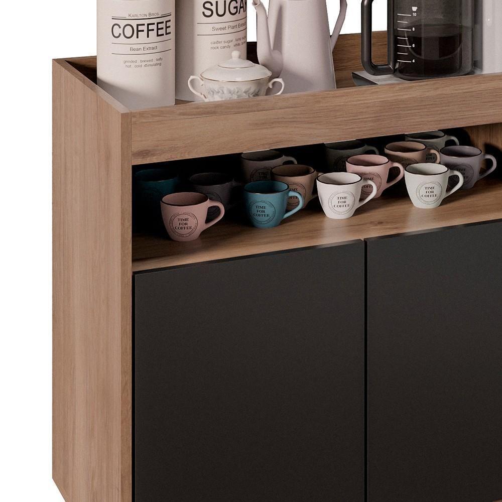 Balcão Aparador Buffet Cantinho Do Café 71cm Lice Z34 Freijó/preto - Mpozenato - 6