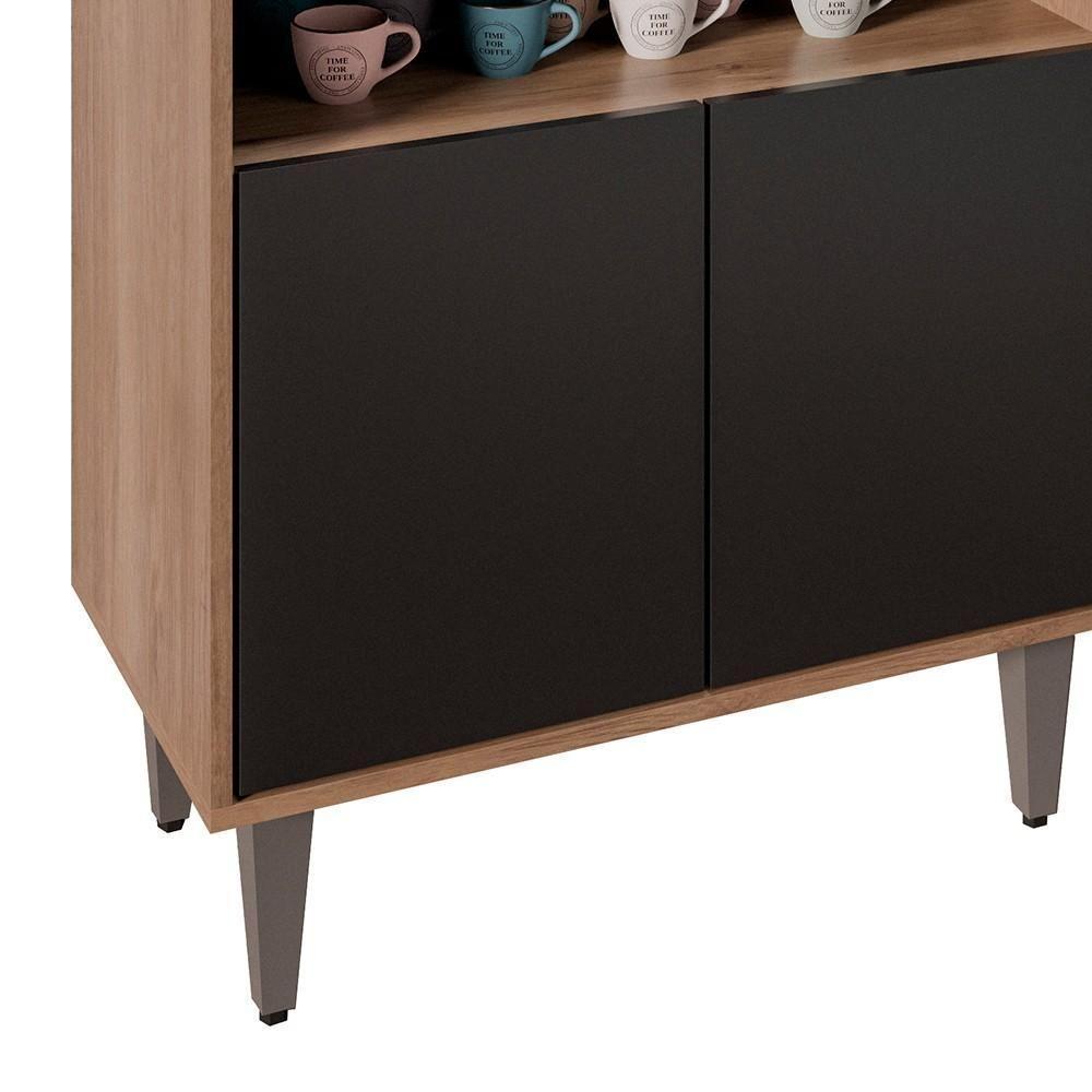Balcão Aparador Buffet Cantinho Do Café 71cm Lice Z34 Freijó/preto - Mpozenato - 7