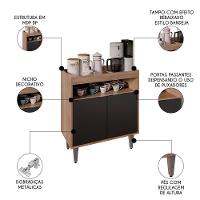 Balcão Aparador Buffet Cantinho Do Café 71cm Lice Z34 Freijó/preto - Mpozenato - 3