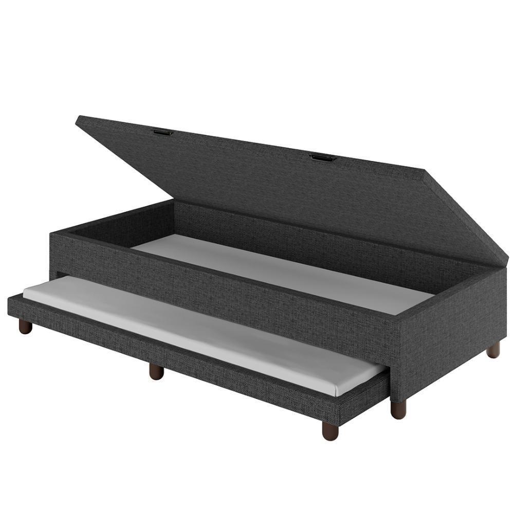 Bicama Box Baú Solteirão 96x188 Cm Samy S05 Linho Preto - Mpozenato - 5