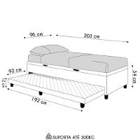 Bicama Box Baú Solteirão 96x188 Cm Samy S05 Linho Preto - Mpozenato