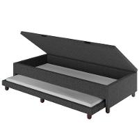 Bicama Box Baú Solteirão 96x188 Cm Samy S05 Linho Preto - Mpozenato - 5