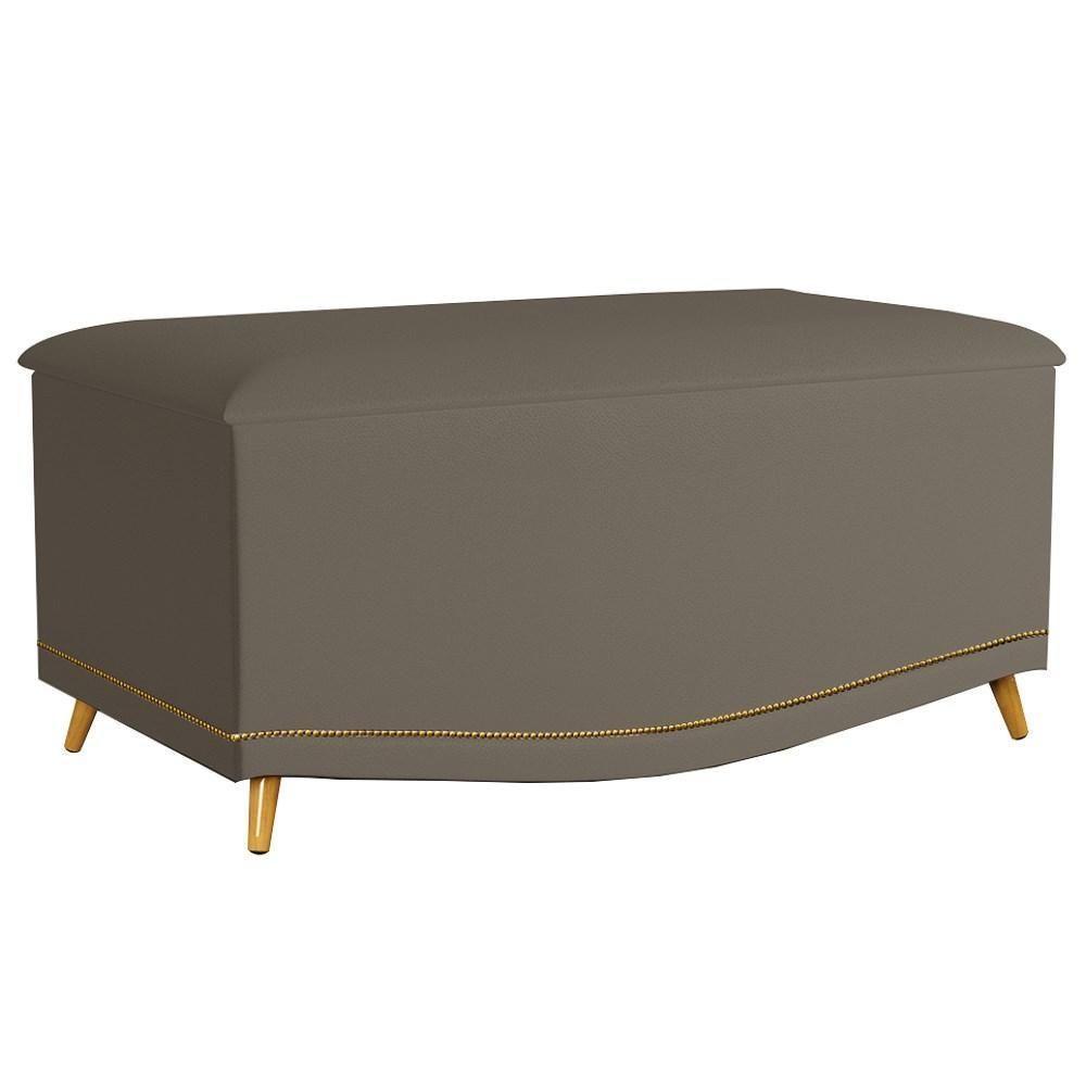 Calçadeira Baú Solteiro 90cm Com Tachas Imperial J02 Sintético Areia - Mpozenato - 1