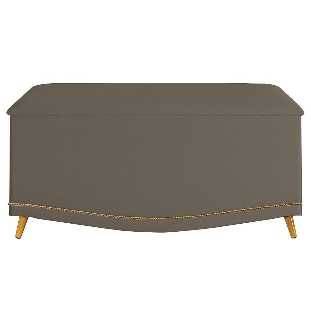 Calçadeira Baú Solteiro 90cm Com Tachas Imperial J02 Sintético Areia - Mpozenato - 3