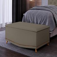 Calçadeira Baú Solteiro 90cm Com Tachas Imperial J02 Sintético Areia - Mpozenato - 2