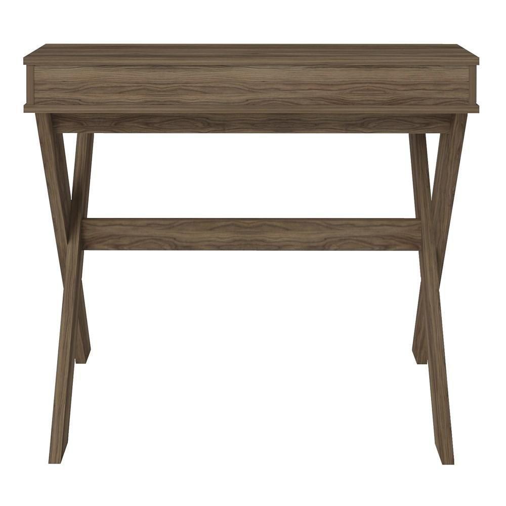 Escrivaninha Mesa Para Computador Retrô 3 Nichos Itália Nogal Artany - 6