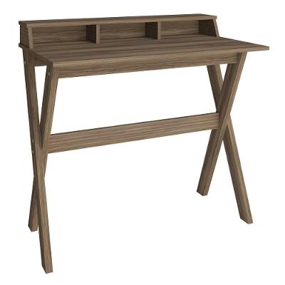 Escrivaninha Retangular Itália Retrô MDF 90cm Marrom para Computador