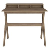 Escrivaninha Mesa Para Computador Retrô 3 Nichos Itália Nogal Artany - 3