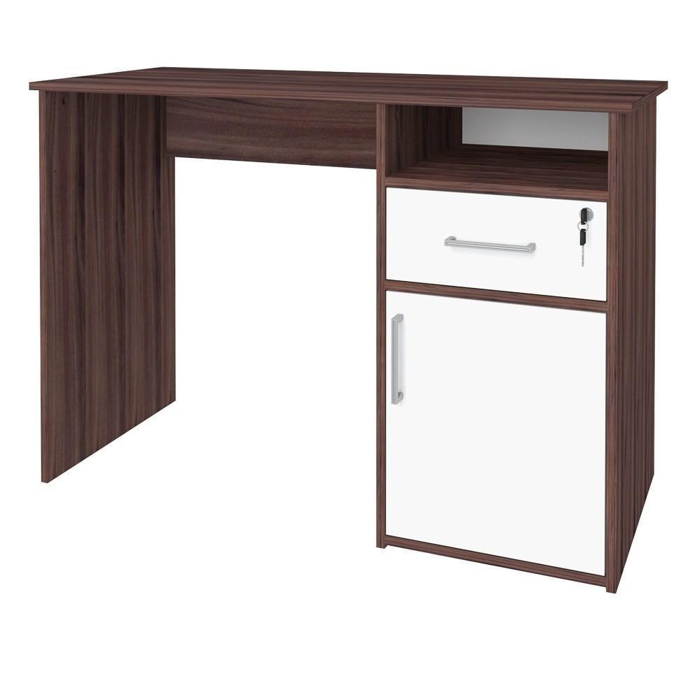 Escrivaninha Mesa Para Escritório 1 Porta 1 Gaveta Mobile Hall Ipê/branco Artany - 5
