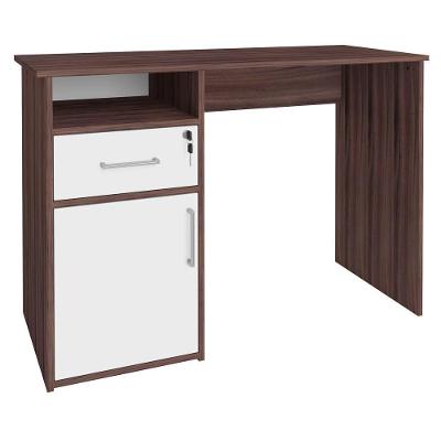 Mesa para Escritório Hall Moderno 1 Gaveta 1 Porta MDF 110cm Branco