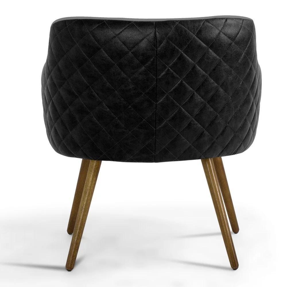 Kit 02 Poltronas Decorativas Jade Pés Palito Madeira C-416 Corano Tressê Linho Cinza Escuro - Domi - 6