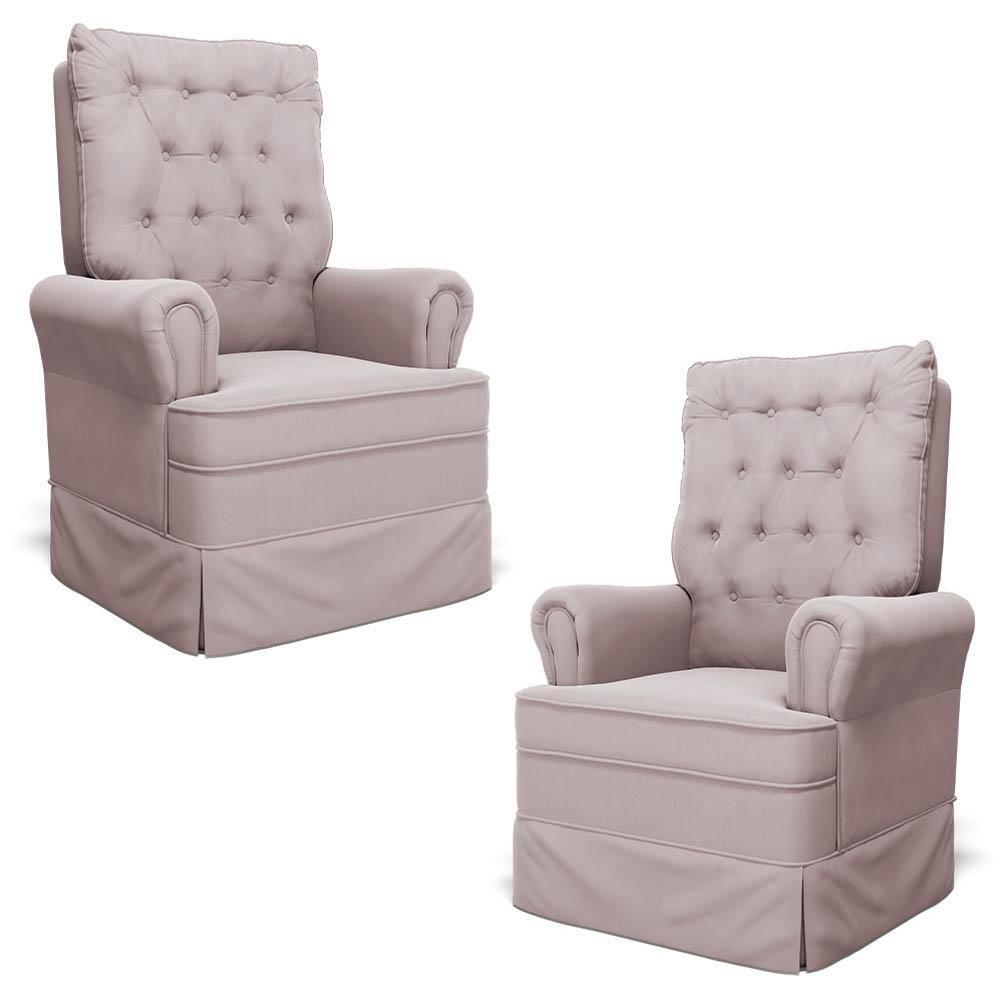 Kit 02 Poltronas De Amamentação E Descanso Com Balanço Laís G05 Veludo Rosê - Mpozenato - 1