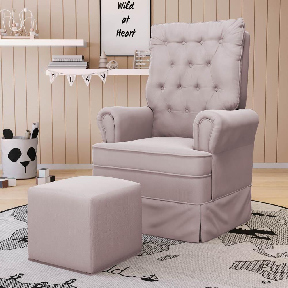 Kit 02 Poltronas De Amamentação E Descanso Com Balanço Laís G05 Veludo Rosê - Mpozenato - 2