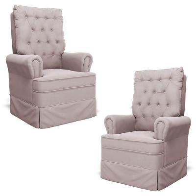 Kit 02 Poltronas De Amamentação E Descanso Com Balanço Laís G05 Veludo Rosê - Mpozenato
