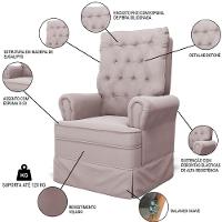 Kit 02 Poltronas De Amamentação E Descanso Com Balanço Laís G05 Veludo Rosê - Mpozenato - 3