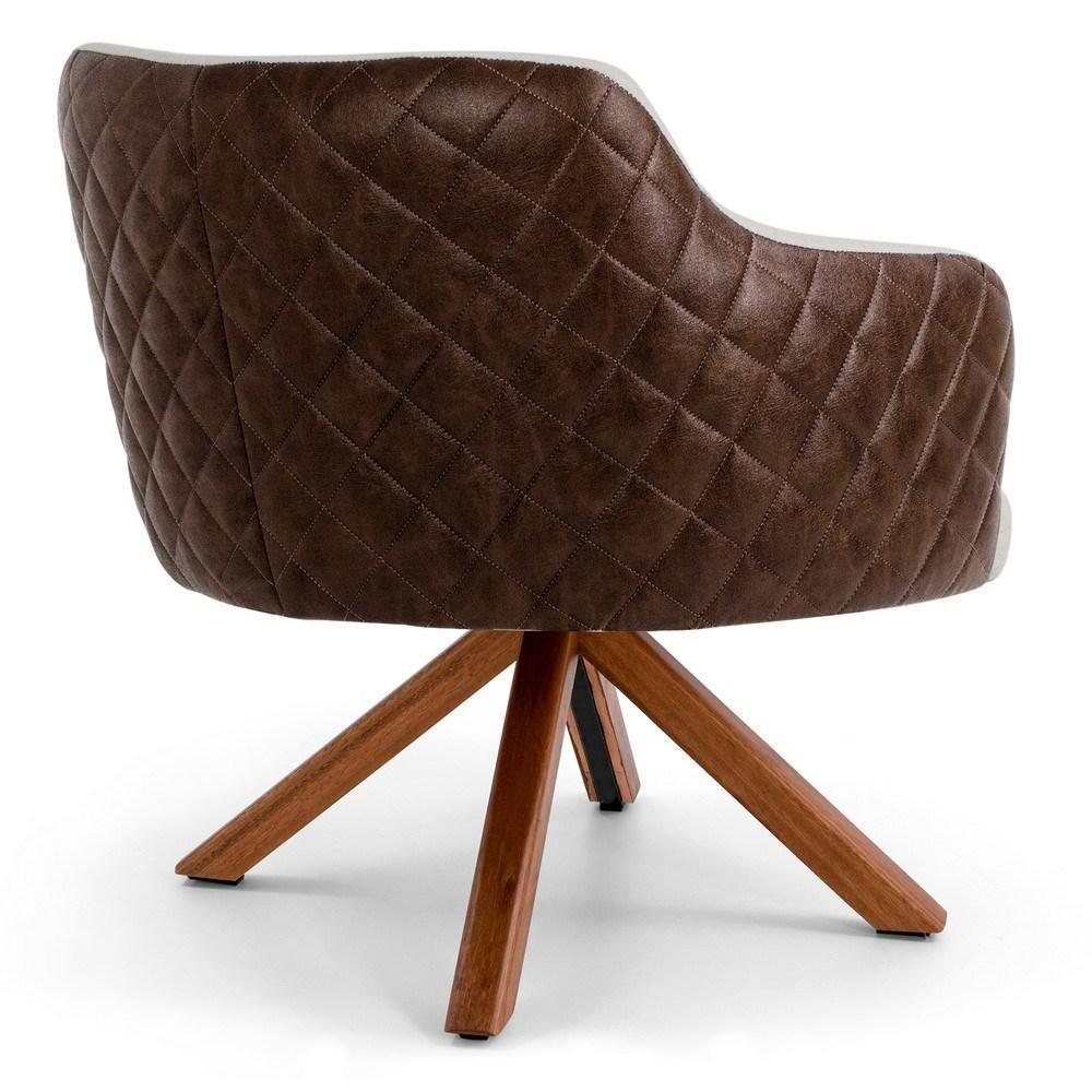 Kit 02 Poltronas Decorativas Jade Base Giromad Corano B-10 Tressê Linho Bege - Domi - 5