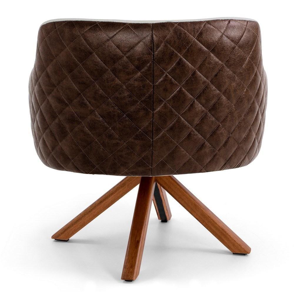 Kit 02 Poltronas Decorativas Jade Base Giromad Corano B-10 Tressê Linho Bege - Domi - 6