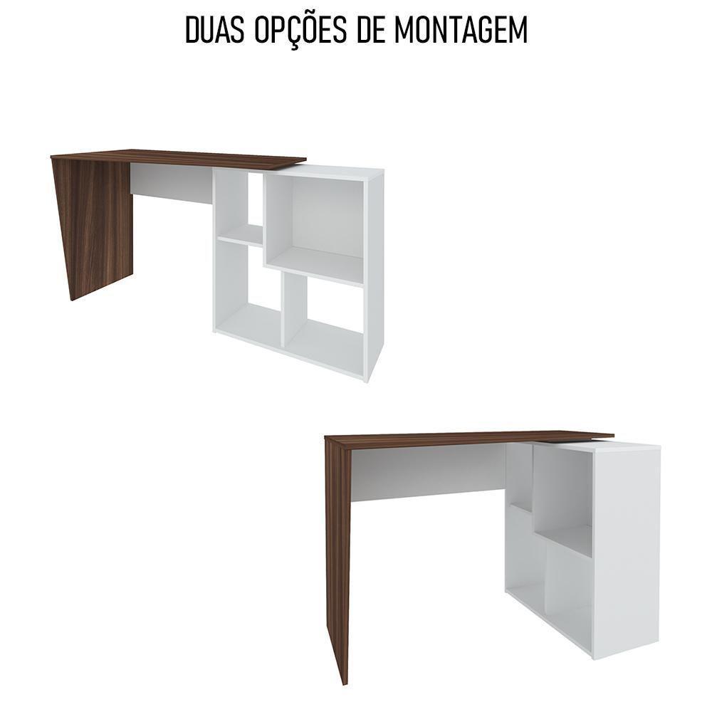 Mesa Escrivaninha 2 Em 1 Com Nichos Arbo A06 Ipê/branco - Mpozenato - 6
