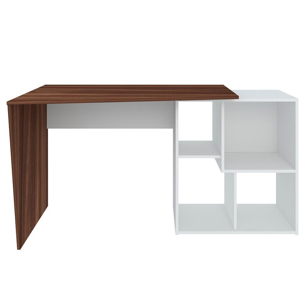 Mesa Escrivaninha 2 Em 1 Com Nichos Arbo A06 Ipê/branco - Mpozenato - 7