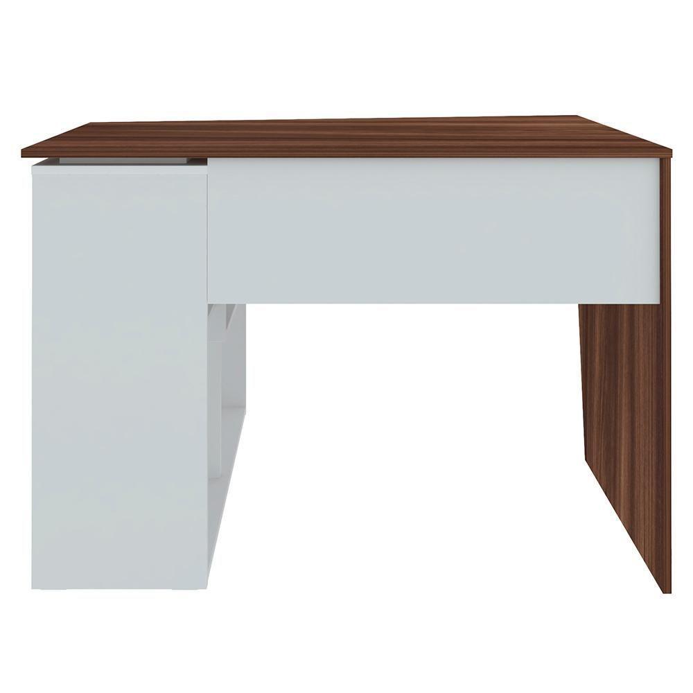Mesa Escrivaninha 2 Em 1 Com Nichos Arbo A06 Ipê/branco - Mpozenato - 8