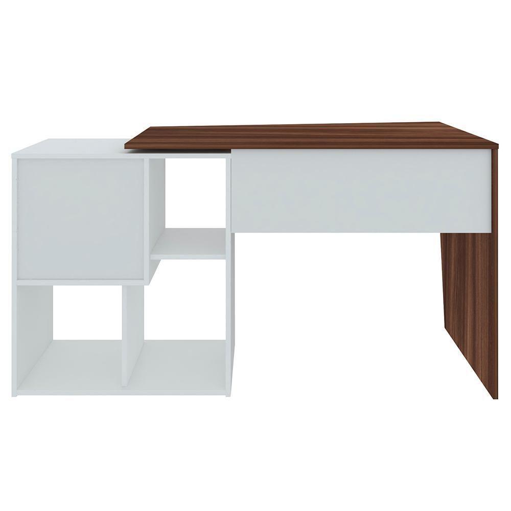 Mesa Escrivaninha 2 Em 1 Com Nichos Arbo A06 Ipê/branco - Mpozenato - 10