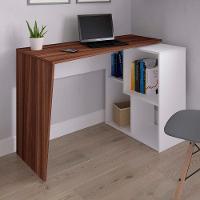 Mesa Escrivaninha 2 Em 1 Com Nichos Arbo A06 Ipê/branco - Mpozenato - 2