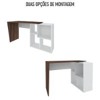 Mesa Escrivaninha 2 Em 1 Com Nichos Arbo A06 Ipê/branco - Mpozenato - 6