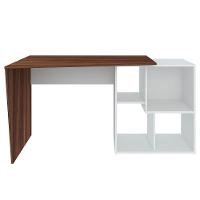 Mesa Escrivaninha 2 Em 1 Com Nichos Arbo A06 Ipê/branco - Mpozenato - 7