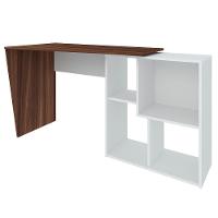 Mesa Escrivaninha 2 Em 1 Com Nichos Arbo A06 Ipê/branco - Mpozenato - 9