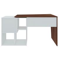 Mesa Escrivaninha 2 Em 1 Com Nichos Arbo A06 Ipê/branco - Mpozenato - 10