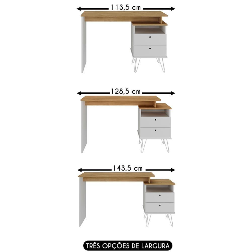 Mesa Escrivaninha Industrial 2 Gavetas Lux A06 Olmo/branco - Mpozenato - 7
