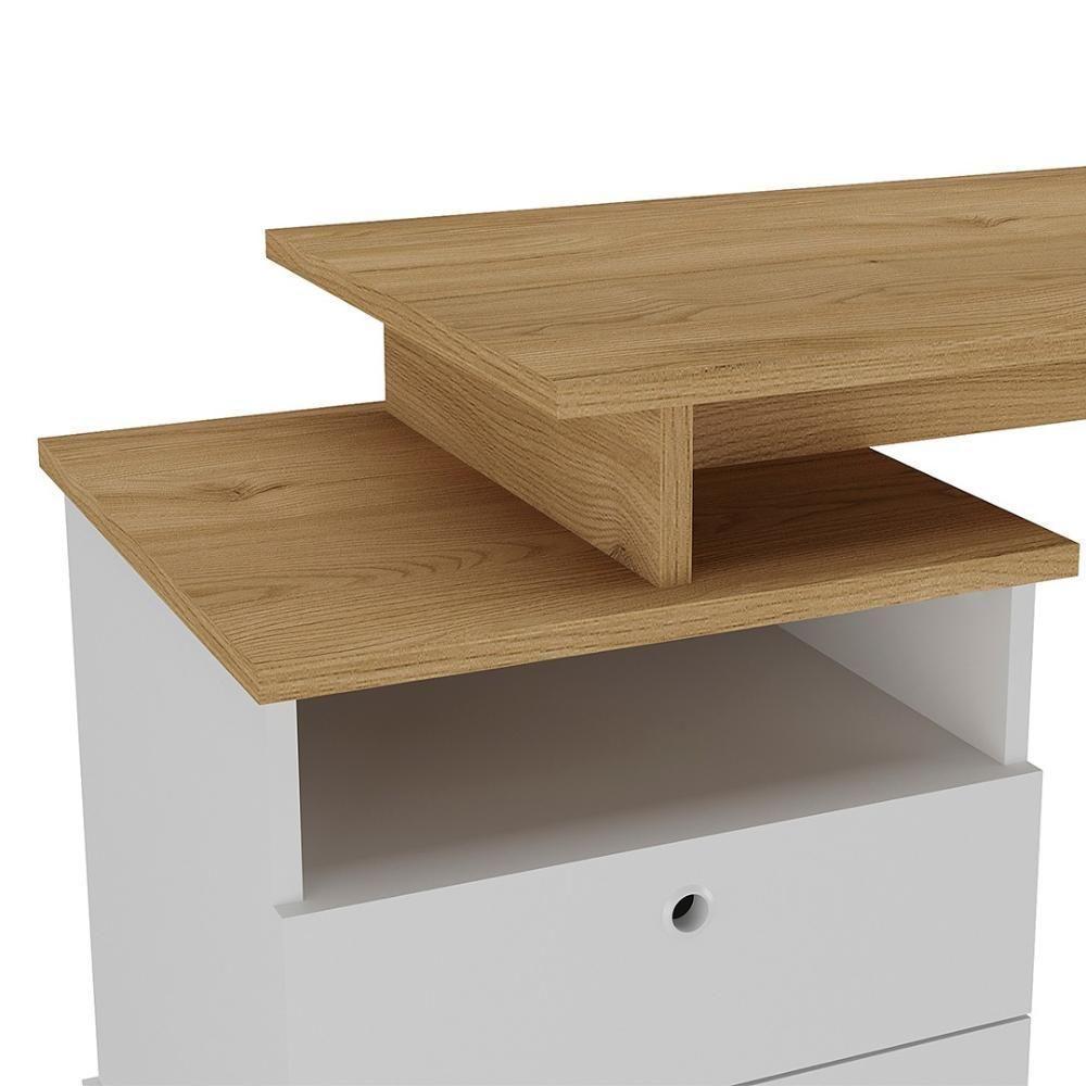 Mesa Escrivaninha Industrial 2 Gavetas Lux A06 Olmo/branco - Mpozenato - 8