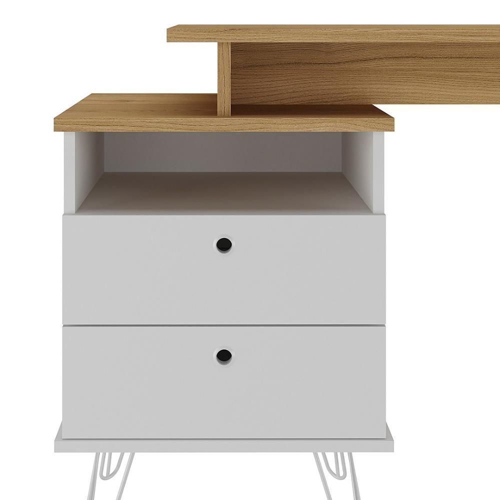 Mesa Escrivaninha Industrial 2 Gavetas Lux A06 Olmo/branco - Mpozenato - 9