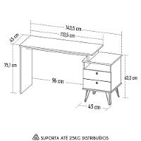Mesa Escrivaninha Industrial 2 Gavetas Lux A06 Olmo/branco - Mpozenato
