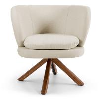 Kit 02 Poltronas Decorativas Melissa Base Giromad Giratória C-107 Linho Bege - Domi - 3